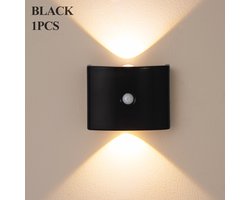Wandlamp, geen bedrading nodig, magnetisch, bedleeslamp voor slaapkamer, bewegingssensorwandlamp voor trap en woonkamer, bedlamp, USB-gangverlichting, trapwandlamp, sfeerlicht voor tuin en hof, zwart - stijl 1