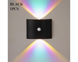 Wandlamp, geen bedrading nodig, magnetisch, leeslamp voor slaapkamer bij het bed, bewegingssensor wandlamp voor trap en woonkamer, nachtlampje, USB-gangverlichting, trapwandlamp, sfeerlicht voor tuin en buiten, zwart - stijl 2