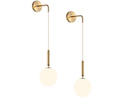 Wandlamp in Scandinavische stijl, 2 stuks - Moderne E27-glaslamp met wandkap - voor woonkamer, slaapkamer of als nachtlampje - Hang- en wandlampen voor binnenshuis