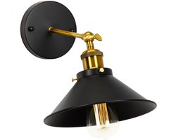 Wandlamp Industrieel 180° Draaibaar E27 Muurlamp Vintage Wandarmatuur voor Woonkamer Slaapkamer Zwart