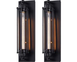 Wandlamp industrieel zwart (1x) - E27 - metaal - retro look