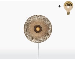 Wandlamp - KALIMANTAN - Bamboe - Small - Gouden gloeilamp
