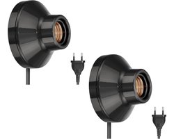 Wandlamp - Lamphouder - Binnenverlichting - Porseleinen behuizing - 9x9x56 cm - Zwart