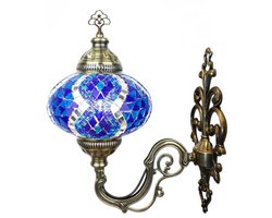 Wandlamp -Marokkaanse stijl - Turks mozaïek - sfeerlamp - blauw