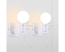 Wandlamp Menselijk Figuur - Decoratieve Verlichting - Binnen Decoratie - Creatief Ontwerp - 10x13x16 cm - Wit