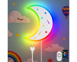Wandlamp met Afstandsbediening - Sfeerlamp Maanvorm - Kamer Decoratie - App en Afstandsbediening - 24 x 10 cm - Wit