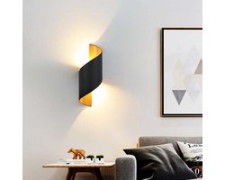 Wandlamp met boven- en onderverlichting - geschikt voor zowel binnen als buiten - zwarte spiraalvormige wandlamp - moderne LED-wandlamp - geschikt voor slaapkamers, woonkamers en hotels - verkrijgbaar in zwart en brons.
