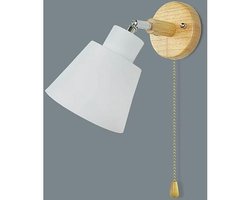 Wandlamp met trekschakelaar, 350° vrije rotatie, moderne retro bedlamp, Macaron houten wandlamp, E27 binnenwandlamp, geschikt voor woonkamer en slaapkamer (wit)