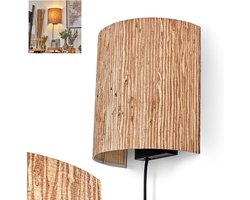 Wandlamp Metaal Zeegras - Boho Lamp - Sfeerverlichting Creëren - Up&Down Lichteffect - 22 cm Breed - Zwart Natuurlijk
