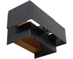 Wandlamp Muro 3368ZW Zwart met goudkleurige binnenkant - Modern design van Steinhauer - 20 cm lengte, 12,5 cm diepte, 13 cm hoogte, gemaakt van metaal en kunststof