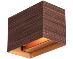 Wandlamp Muro | Houtkleur | Metalen wandlamp | Ledverlichting | Energiezuinig | G9 fitting / lichtbron meegeleverd | Wandlamp dimbaar | Up / downlighter | Compact formaat | Hal / gang / eetkamer / slaapkamer / woonkamer verlichting