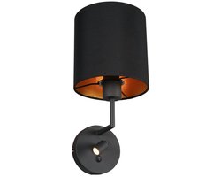 Wandlamp Noor 1562ZW - Verstelbaar met leeslampje, Goud/Zwart, Metaal/Textiel, Mexlite - Tijdloos Design voor Binnengebruik