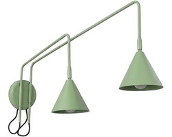 Wandlamp NOX 2 met 2 beweegbare armen en schakelaar - Sollux Lighting - IP20 - Saliegroen staal behuizing - 150 x 80 x 30 cm - 2 x E14 LED, exclusief lichtbron - 2 x 10 W - Moderne wandlamp voor gang, hal en woonkamer