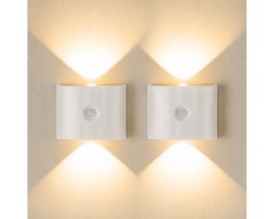 Wandlamp Oplaadbaar - 2 Stuks - Binnen - Draadloos - Muurlamp - Woonkamer - Badkamer - Kinderkamer - Slaapkamer - Magnetische Wandlamp Zonder Bedrading - 3 Lichtkleuren 3000K/4000K/6500K - Wit