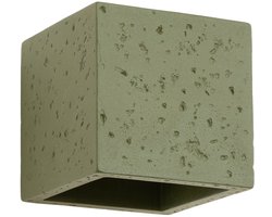Wandlamp QUAD met licht naar boven en beneden - Sollux Lighting - IP20 - Olijfgroen beton behuizing - 10 x 12 x 10 cm - 1 x G9 LED, exclusief lichtbron - Max. 8 W - Industriële wandlamp voor hal, entreehal en woonkamer