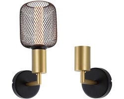 Wandlamp Ravi IP44 E27 max. 60W Zwart mat, Goud dimbaar