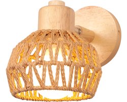 Wandlamp Retro E27 Binnenwandlamp Weven Wandlampen Verstelbaar voor Slaapkamer Woonkamer Café Bruin