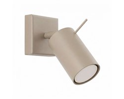 Wandlamp RING met verstelbare spot - Sollux Lighting - IP20 - Taupe staal behuizing - 8 x 16 x 8 cm - 1 x GU10 LED, exclusief lichtbron - Max. 10 W - Moderne wandlamp voor woonkamer, slaapkamer en eetkamer