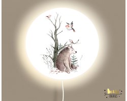 Wandlamp rond forest beer-bos-beer-lamp-sfeerverlichting-kinderkamerdecoratie-bosdieren-woonaccessoires
