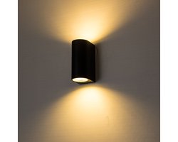 Wandlamp - Rond - Waterdicht - up & down light - Aluminium - 2 X GU10 - Binnen en Buitenverlichting - Sfeerverlichting