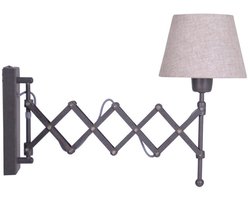 Wandlamp Shear "Adrienne" uitrekbaar E27 Metaal Textiel 40W verstelbaar