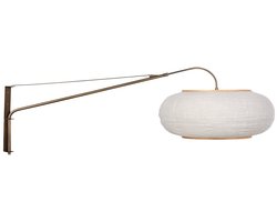 Wandlamp Silva Alba 4747BR brons met linnen kap Ø60 cm, uitschuifbaar, draaibaar en kantelbaar - Steinhauer