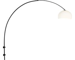 Wandlamp Sparkled light | 1-lichts | draai- en kantelbaar | witte kap Ø 40 cm | uitschuifbaar tot 160 cm | mat zwart | E27 fitting | modern-klassieke stijl