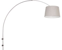 Wandlamp Sparkled light | 1-lichts | wit met geborsteld staal/grijze kap | Ø 45 cm | E27 | draaibaar, kantelbaar, uitschuifbaar | 45x160 cm | modern - klassiek design | woonkamer / slaapkamer