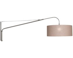 Wandlamp Staalkleurig 9329ST met Grijs Grof Linnen Kap - Elegant Classy - Steinhauer, Draaibaar en Uitschuifbaar, Metaal en Textiel, Diameter 50 cm, Hoogte 20 cm - Binnen Gebruik