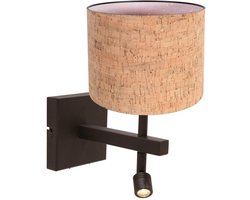 Wandlamp Stang 4868CA - Beige kurk kap en cacao kleurig metaal - Draaibaar en kantelbaar leeslicht - Steinhauer