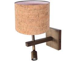 Wandlamp Stang 4889BR met kurk kap en bronzen armatuur, trendy design, E27 fitting, ideaal voor binnengebruik, merk Steinhauer