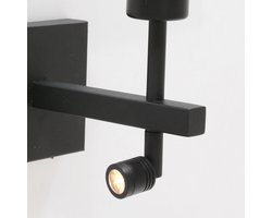 Wandlamp Stang met kap | 2 lichts | bruin / grijs / zwart | metaal / stof | Ø 20 cm | 27 cm hoog | leeslamp | dimbaar | modern / sfeervol design