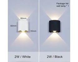 Wandlamp - Voor Buiten en Binnen - 2 Lichtpunten - Industrieel - Zwart - Mooi Strak Design - 1 Stuks