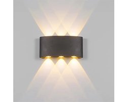 Wandlamp - Voor Buiten en Binnen - 6 Lichtpunten - Industrieel - Zwart - Mooi Strak Design - 1 Stuks