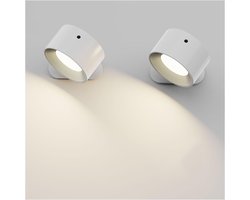 Wandlamp-Wandlamp binnen-Bedlampjes leeslampjes-Wandlamp oplaadbaar-LED-USB-Helderheidsaanpassing-Aanraakbediening-360° verstelbare hoek-Geschikt voor slaapkamer en woonkamer - 1 paar - wit
