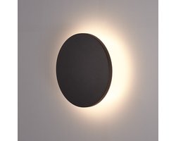 Wandlamp - Warm wit - Rond - 10W - ø15 cm - Aluminium + Kunststof - Zwart