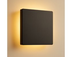Wandlamp - Warm wit - Vierkant - 10W - 15 x 15cm - Aluminium + Kunststof - Zwart