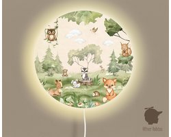 Wandlamp Woodland Joy Oliver Robins-sfeerverlichting-kinderkamer-bosdieren-vos-uil-hert-eekhoorn-wandverlichting