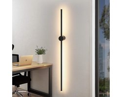 Wandlamp Zwart 100CM - Lange Draaibare Binnenwandlamp Warm Wit 3000K - Minimalistische Nachtlamp 8W voor Slaapkamer Woonkamer Hall Kantoor - LED Bedlamp
