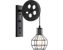 Wandlamp Zwart - Katrol Lamp Vintage - Industriële Wandlampen - Lampen Industrieel - Loft