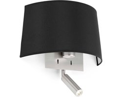 Wandlamp Zwart Metaal en Textiel - Inclusief LED - Sfeervolle Binnenverlichting