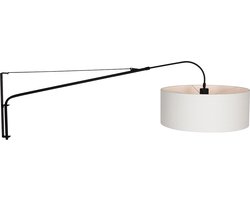 Wandlamp Zwarte Elegant Classy 9323ZW van Steinhauer, met metalen en textiele materialen, 50 cm diameter en 20 cm hoogte, draaibaar en kantelbaar voor binnengebruik