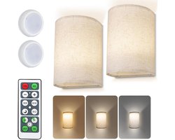 Wandlampen Set - Draadloze Verlichting - Sfeerverlichting Creëren - Instelbare Kleurtemperatuur - 2 Stuks - Wit