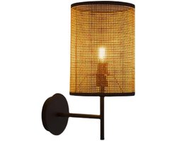 Wandlampen, wandlampen met stekker, rotan lampenkap, wandlamp met stekker en dimschakelaar, rustieke boho wandlampen voor slaapkamer, woonkamer en hal.