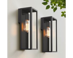 Wandlantaarns voor buiten - Waterdicht, glazen kap, moderne verandaverlichting, wandmontage (2 stuks)