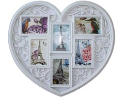 - Wandlijst - Foto lijst hartvorm - PVC materiaal - Wit - Geschikt voor sentimentale foto's - Perfect als cadeau