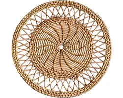 Wandmand Rotan - Wanddecoratie Geweven - Natuurlijk Vlechtwerk - Scandinavisch Design - Handgemaakt Riet - 30 Cm Diameter - 1 Stuk Voor Woonkamer Slaapkamer Hal