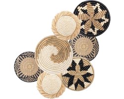 Wandmand Set - Rieten Decoratie - Woonkamer Aankleden - Natuurlijk Geweven Gras - 7 Stuks 4 Maten - Natuurlijk