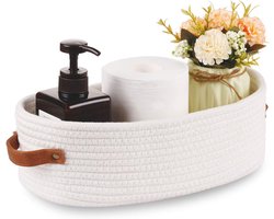 Wandmand voor Toilet, Tafel en Dressoir - Katoenen Touw Opbergmand met Handvatten
