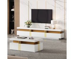 Wandmeubel-set - Inclusief Salontafel - Multifunctionele Opslagset - Modern Design - Hout - Wit